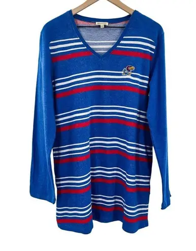 2/$30 Kansas Jayhawks Womens NCAA Fleece Tunic Long Sleeve Top Shirt Large Uni… Blue