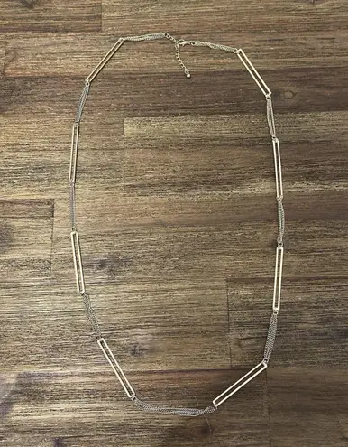 Paperclip Link Chain Brassy Gold Tone Necklace 36" Elegant Modern Long - Image 1