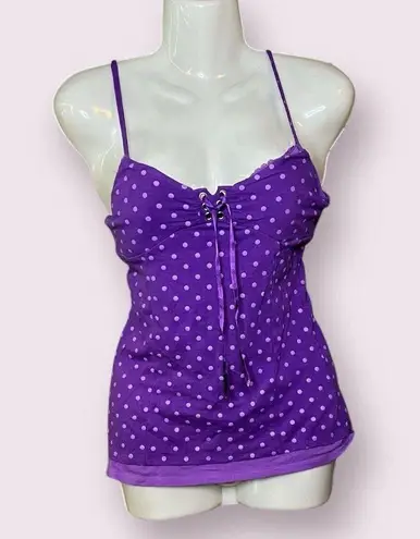 One Step Up Babydoll Lace Up Tank Top Built In Underwrire Bra Size Medium Purple