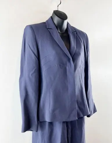 John Meyer Two Piece Wool Blend Pant Suit Blazer Wide Leg Trousers Navy Blue Size 4P