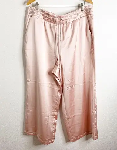 Lane Bryant  Pull-On Satin Wide Leg Pant Light Pink Peach Whip Size 20