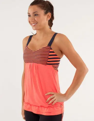 Lululemon  Run Back On Track Tank Sea Stripe Light Flare Inkwell - Image 1