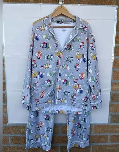 Nick & Nora Pajama PJ Set Polar Bears Fleece Button Front Long Sleeve large