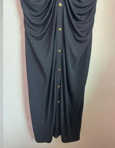 INC International Concepts Black Ruched Short Sleeve Midi Shirtdress XXL