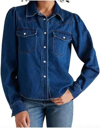 Steve Madden NWT  Denim CHARLEY Snap-Up  TOP Sz XS - Image 1