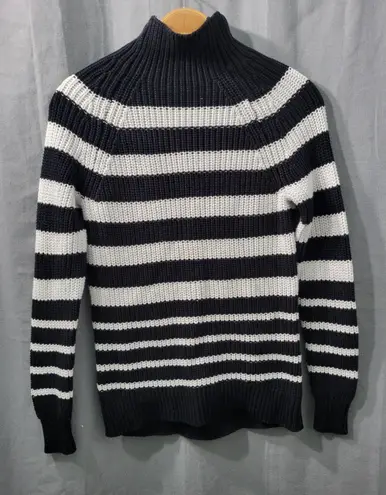Style & Co. Women's Striped Cotton Sweater Navy Blue & White Knit Small Black