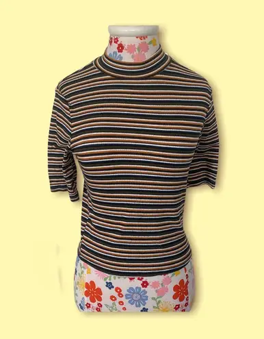 Olivia Rae Mock Neck Striped Tee