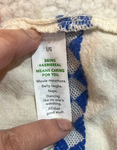 Aerie Sun Dress Blue and White Patterned Size Large