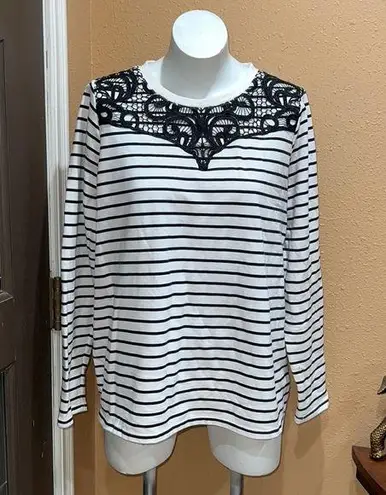 Lane Bryant  striped embroidered sweatshirt