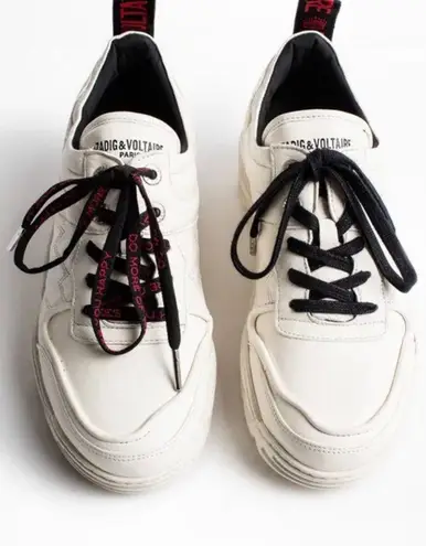 Zadig & Voltaire Women’s Blaze Stylish White Leather Sneakers Size 7.5 (38)
