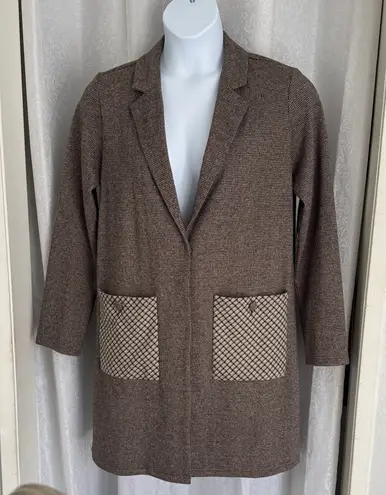 HARLY Women's Brown Coat with Patterned Pockets Sz: M Size M