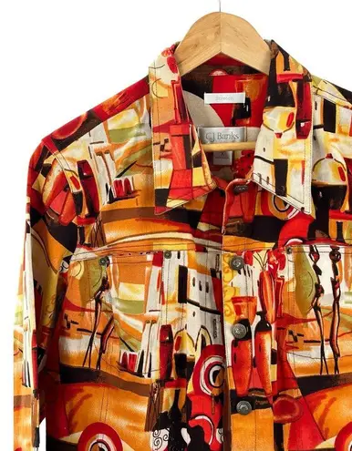 cj banks  Jacket Abstract Portrait Art To Wear Multicolored Lightweight Size 14W