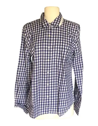 UNTUCKit NWT Women’s Belleza Button Up Dress Shirt Blue Buffalo Plaid Size 8