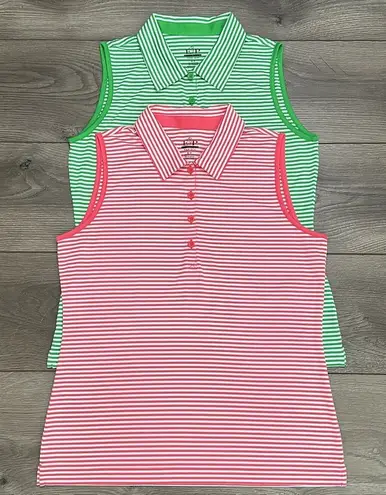 EP Pro Tour Tech Striped Golf Tennis Polos Tank Tops Pink Green Size Small