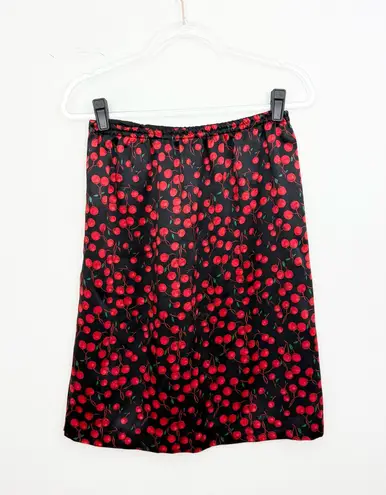 Vintage Anne Fairbanks Ltd. Silk Cherry Print Skirt Red Size 6