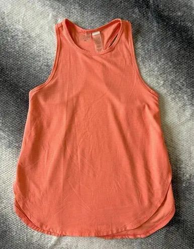 Calia Striped Racerback Side Slit Coral Tank Top Oversized Nylon Spandex Size XS Pink