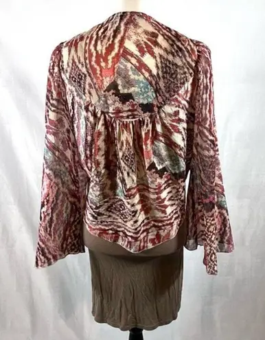 Mocha bodycon dress with cropped tie front flare sleeve top size small