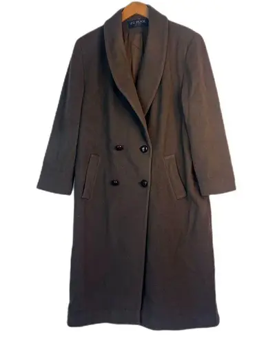 JG Hook Petite Made in USA Brown 100% Pure Wool Trench Coat Size 14P