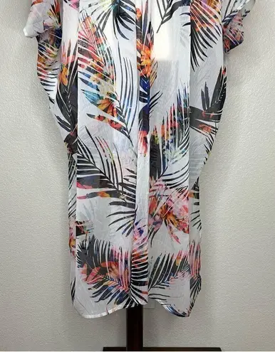 Rachel Roy Mystic Palm High-Low Open Front Soft Airy CoverUp, Sz Medium