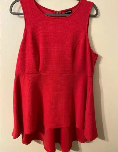 Torrid  Fuchsia Pink Textured Ponte Hi Lo Peplum Top Womens Size 1X