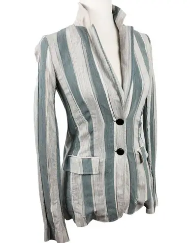 Lafayette 148 NY Vangie Vertical Striped Two Button Blazer Jacket Size 2 Job