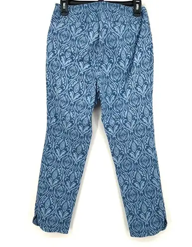 Soft Surroundings  Size Small Petite Pants Blue Floral All Over Print Tapered Leg