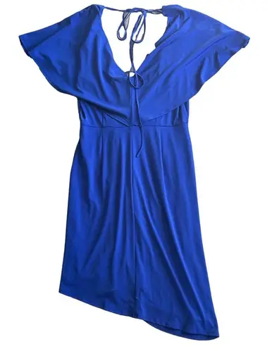 CUSHNIE Target Collection royal blue high low asymmetrical flowy mini dress 2