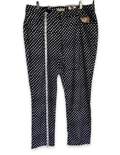 Coldwater Creek Women Jeans 16 Seeing Spots Ankle Jeans Blue White Polka Dot NEW