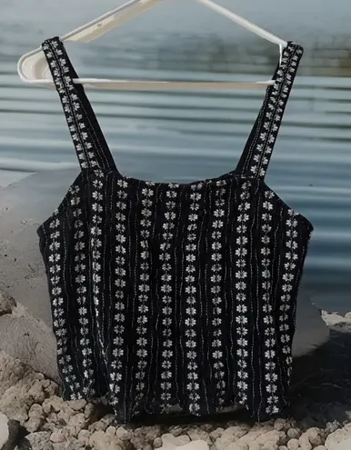 Y2K Shabby Chic American Eagle Daisy Floral Cropped Top Size XL BOHo Cottagecore