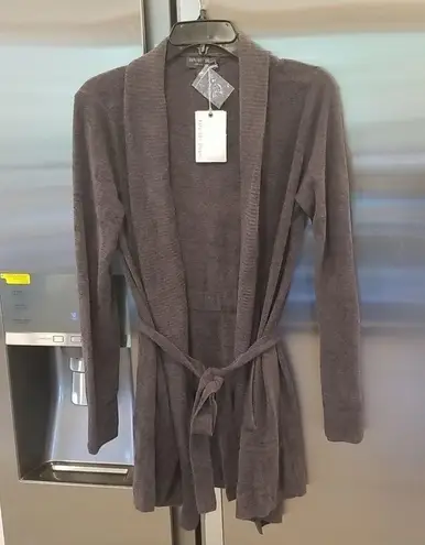 Barefoot Dreams 💕💕 CozyChic Drape Rib Cardigan Ultra Lite Carbon Gray S NWT