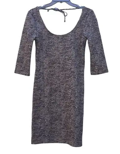 Le chateau Black & White Fitted Bodycon 3/4 Sleeve Scoop Neck Dress Size Small