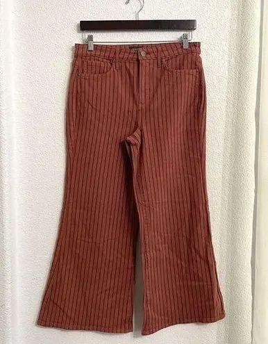 NYDJ Womens Pants Rust Orange Pinstripe Cropped Flare Size 6