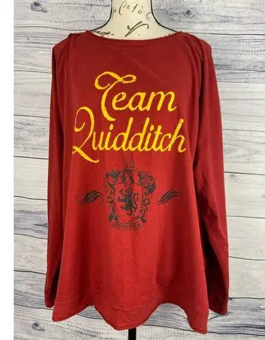 Harry Potter Team Quidditch Shirt Women XL Long Sleeve Gryffindor Stretch Maroon