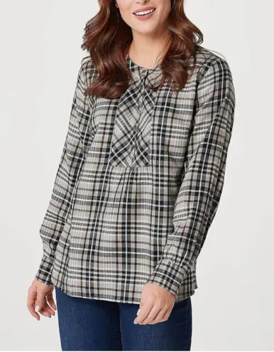 Denim & Co  Plaid Blouse 