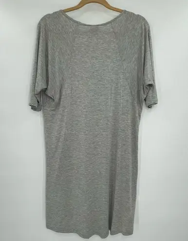 Agnes & Dora Women's Heather Gray Grey Love Tunic Short Sleeve V-Neck, Size XS