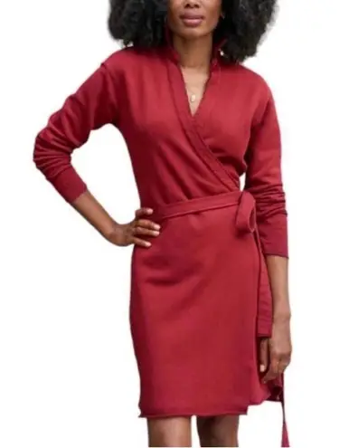NWT FRANK & EILEEN Willa Triple Fleece Wrap Dress Cranberry Size Medium Red
