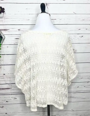 Staring At Stars Cream Open Knit Crochet Boxy Top Size Medium/Large