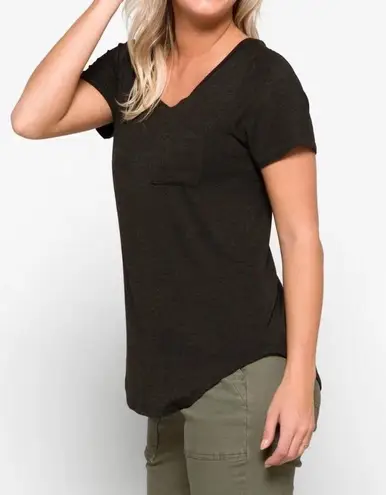 Market & Spruce Market & Spruce Womens V Neck Pocket T Shirt Knit Top Tee Relaxed Charcoal Med