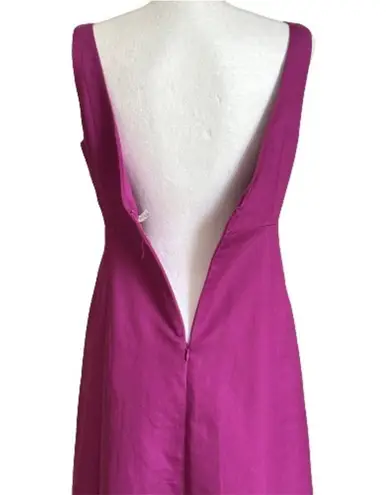 J.Crew  Dress Purple Magenta Sleeveless V-Neck V-Back Cotton Summer Dress Size 6P