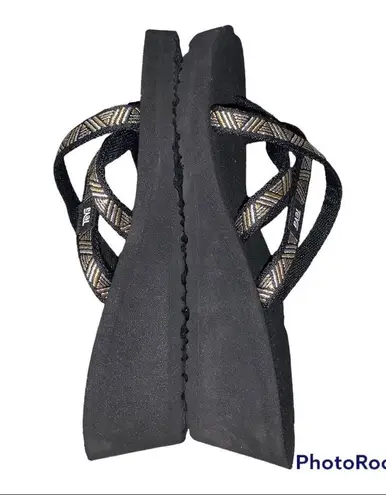 Teva NWOB Black Mandalay Ola 2 Foam Wedge Sandals 6