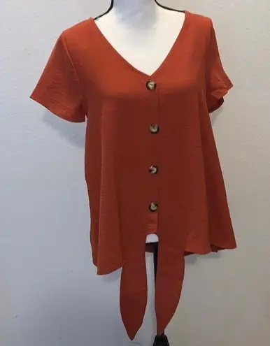 FSL Apparel burnt orange bottom knot button Down dress shirt short sleeve