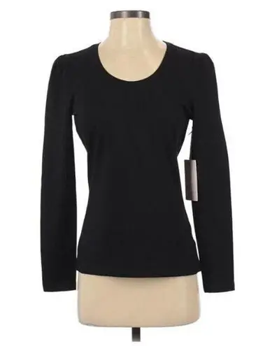 Rachel Parcell Black Solid Scoop Neck Tee Blouse Womens XXS Long Sleeve Shirt