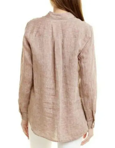 J. McLaughlin  Britt Brown Linen Long Sleeve Button Down Top