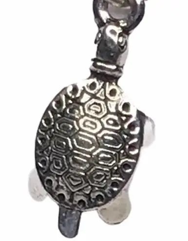 Handmade Hand Crafted Necklace Tortoise Silver Silk Cord #8