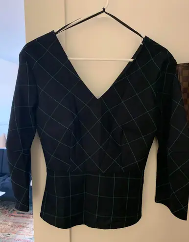 Balloon Sleeve Peplum Top Blue Size 4