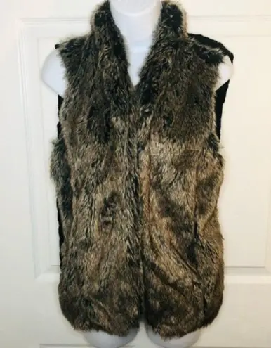 Sebby  Faux Fur Vest Sweater Back Brown Black M