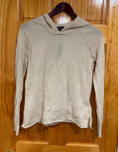 James Perse Linen Cotton Lightweight Hooded Top Beige Size 0 NWT Minimalist Luxe