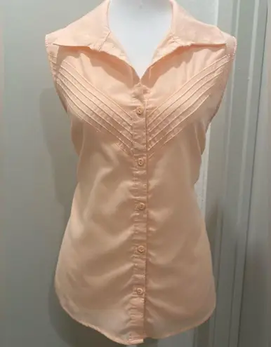 Preview International VTG ‘90s Light Pink Sleeveless Collared Button-Up Blouse