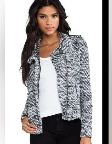 IRO josefina Black and White wool blend high Neck knitted jacket