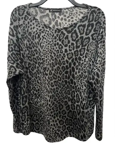 INC Metallic Cheetah Print longsleeve shirt Black Size L